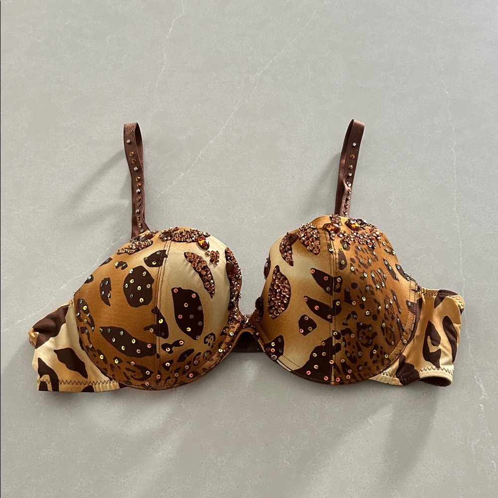 Marciano Brown Leopard Print Bra with Embellishments NEW
